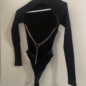 Open back ~ chain linked~ black onsie